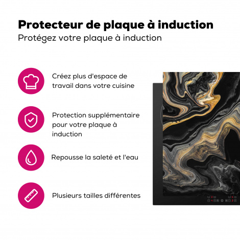 Protège-plaque à induction - Marbre - Acrylique - Or - Luxe - Abstrait-3