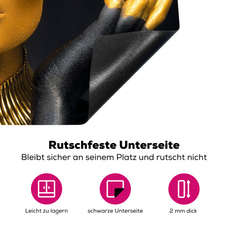 Herdabdeckplatte - Frau - Porträt - Gold - Luxus - Schwarz-4