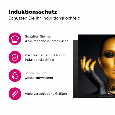 Herdabdeckplatte - Frau - Porträt - Gold - Luxus - Schwarz-3