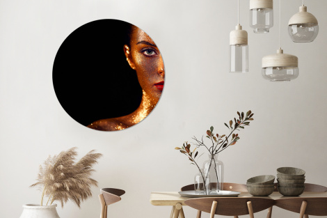 Runde Bilder - Make-up - Gold - Frau - Luxus - Glitzer - Kunst-3