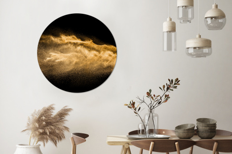 Tableau rond - Sable - Or - Noir - Luxe - Art-3
