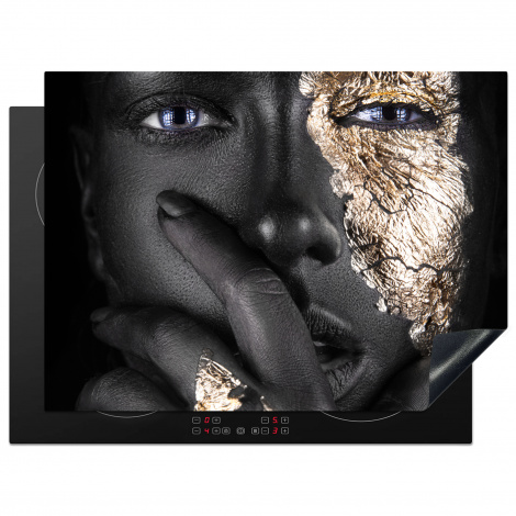 Herdabdeckplatte - Frau - Gold - Schwarz - Make-up - Luxus