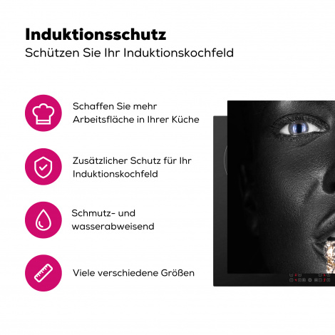 Herdabdeckplatte - Frau - Blattgold - Schwarz - Haut - Luxus-3