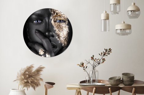 Runde Bilder - Frau - Gold - Schwarz - Make-up - Luxus-3