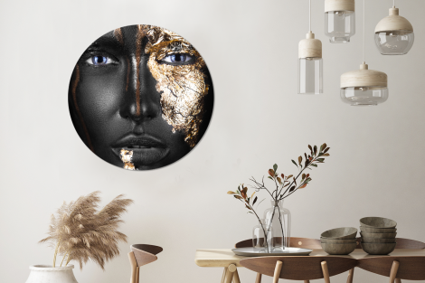 Muurcirkel - Vrouw - Bladgoud - Zwart - Goud - Luxe-3