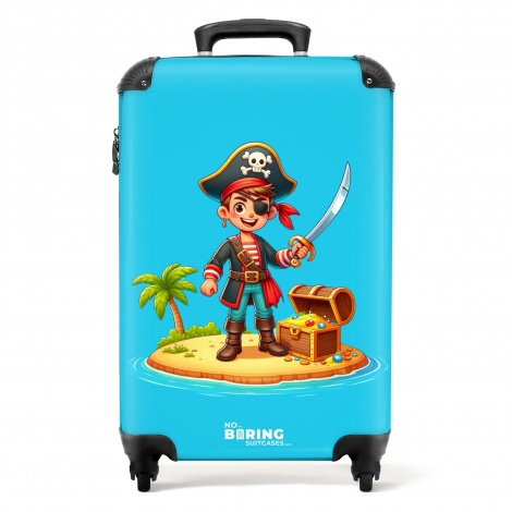 Koffer - Stoere piraat met zwaard en schatkist