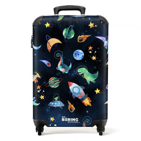 Koffer - Kleurrijke tekening van dino's, ufo's en sterren