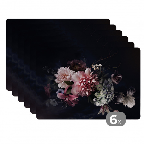 Premium placemats (6 stuks) - Bloemen - Vintage - Pastel - 45x30 cm-thumbnail-1