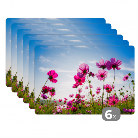 Premium placemats (6 stuks) - Bloemen - Roze - Cosmea - 45x30 cm-1
