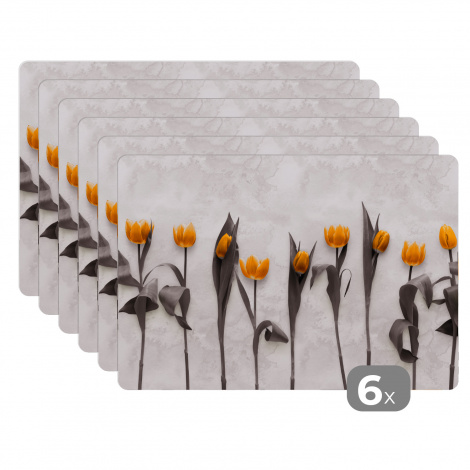 Premium placemats (6 stuks) - Bloemen - Tulpen - Marmer - 45x30 cm
