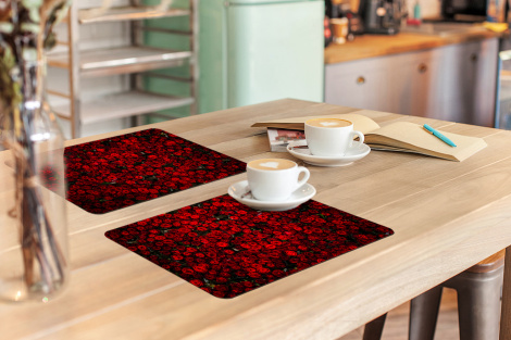 Premium placemats (6 stuks) - Bloemen - Rozen - Rood - 45x30 cm-3