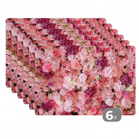 Premium placemats (6 stuks) - Bloemen - Roze - Rozen - 45x30 cm-thumbnail-1