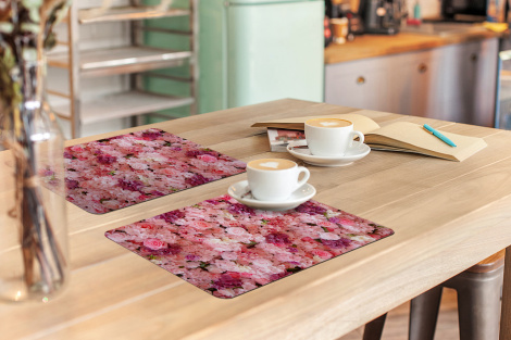 Premium placemats (6 stuks) - Bloemen - Roze - Rozen - 45x30 cm-3