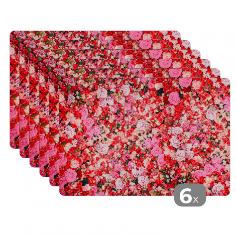 Premium placemats (6 stuks) - Bloemen - Kleuren - Rozen - 45x30 cm