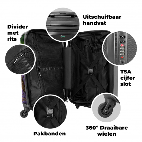 Koffer - Pad met paarse lavendelstruiken-3