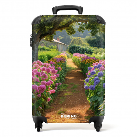 Koffer - Tuinpad met bloemen