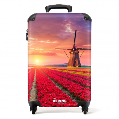 Koffer - Bloemenveld met een molen