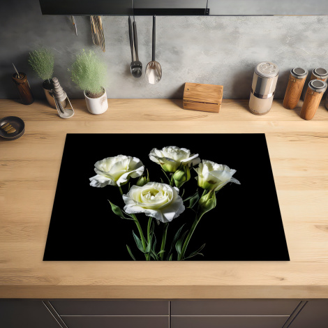 Herdabdeckplatte - Blumen - Rosen - Weiß - Botanisch - Schwarz-2