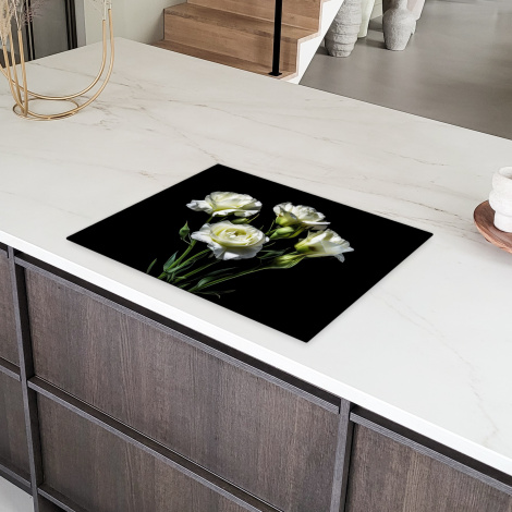 Herdabdeckplatte - Blumen - Rosen - Weiß - Botanisch - Schwarz-6