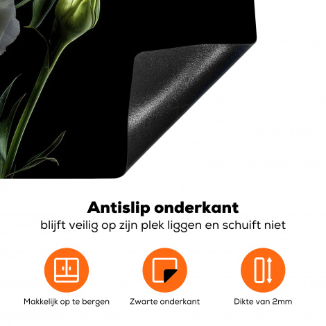 Inductiebeschermer - Bloemen - Rozen - Wit - Botanisch - Zwart-4