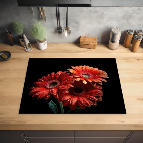 Herdabdeckplatte - Blumen - Botanisch - Rot - Gerbera - Natur-2