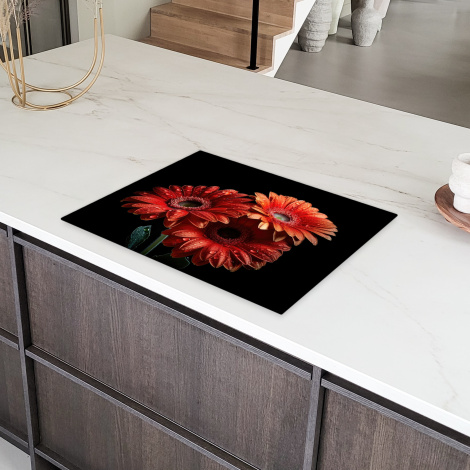 Herdabdeckplatte - Blumen - Botanisch - Rot - Gerbera - Natur-6