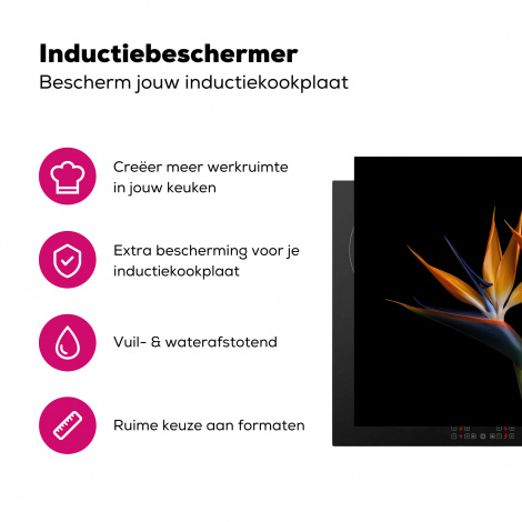 Inductiebeschermer - Planten - Bloemen - Paradijsvogelbloem - Portret - Zwart-3