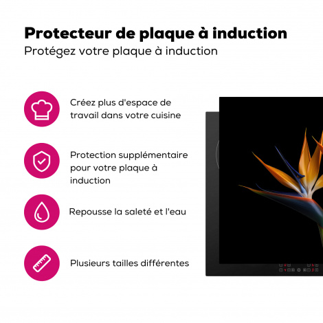 Protège-plaque à induction - Plantes - Fleurs - Fleur d'oiseau de paradis - Portrait - Noir-3