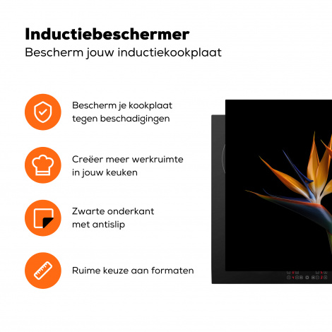 Inductiebeschermer - Planten - Bloemen - Paradijsvogelbloem - Portret - Zwart-3