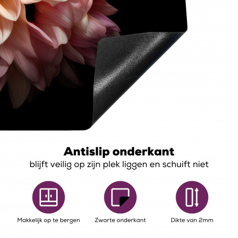 Inductiebeschermer - Dahlia - Bloemen - Roze - Zwart - Botanisch-4