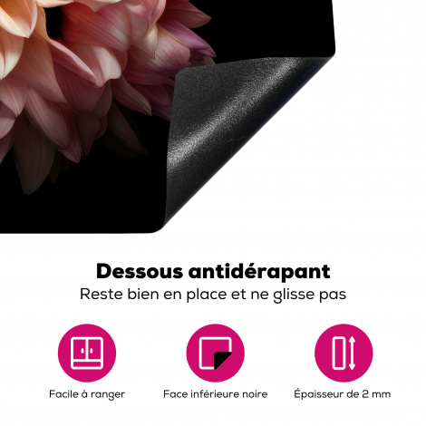 Protège-plaque à induction - Dahlia - Fleurs - Rose - Noir - Botanique-4