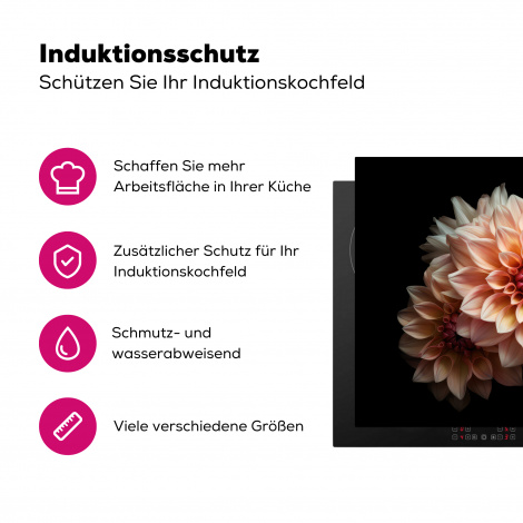 Herdabdeckplatte - Dahlie - Blumen - Rosa - Schwarz - Botanisch-3