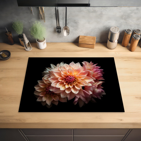 Inductiebeschermer - Dahlia - Bloemen - Roze - Zwart - Botanisch-2