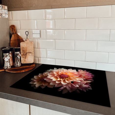 Inductiebeschermer - Dahlia - Bloemen - Roze - Zwart - Botanisch-5