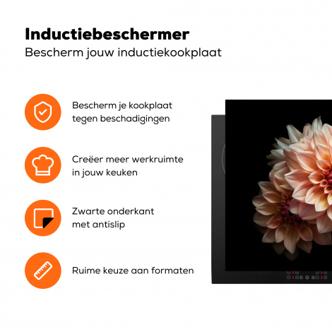 Inductiebeschermer - Dahlia - Bloemen - Roze - Zwart - Botanisch-3