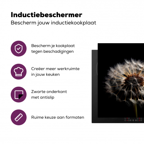 Inductiebeschermer - Bloemen - Natuur - Paardenbloem - Zwart - Portret-3