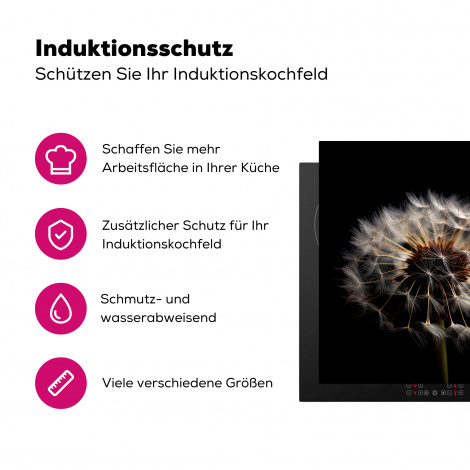 Herdabdeckplatte - Blumen - Natur - Löwenzahn - Schwarz - Porträt-3