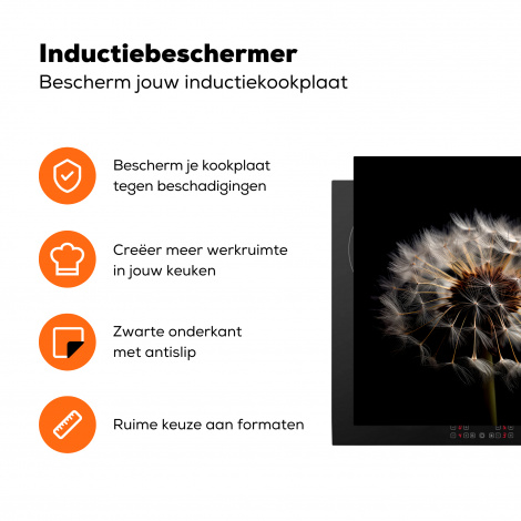 Inductiebeschermer - Bloemen - Natuur - Paardenbloem - Zwart - Portret-3