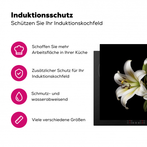 Herdabdeckplatte - Lilie - Blumen - Weiß - Natur - Botanisch-3