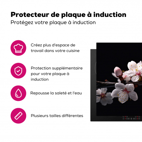 Protège-plaque à induction - Sakura - Fleurs - Branches fleuries - Botanique - Blanc-3