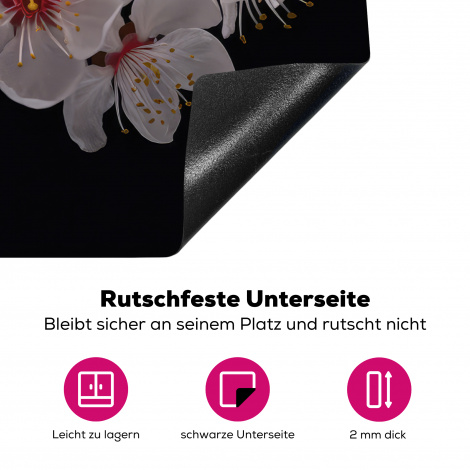 Herdabdeckplatte - Sakura - Blumen - Blütenzweige - Botanisch - Weiß-4