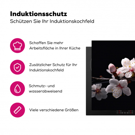Herdabdeckplatte - Sakura - Blumen - Blütenzweige - Botanisch - Weiß-3