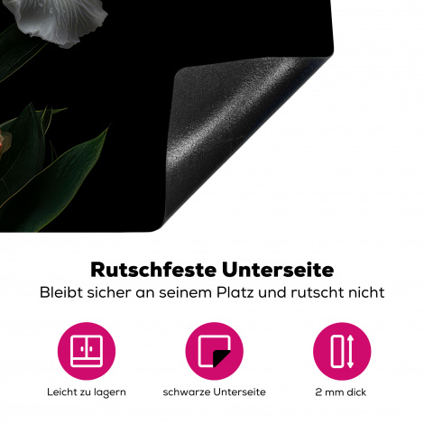 Herdabdeckplatte - Blumen - Weiß - Hibiskus - Natur - Schwarz-4