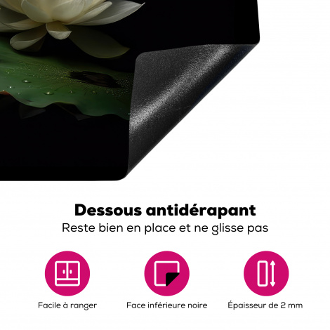 Protège-plaque à induction - Lotus - Fleurs - Blanc - Nature - Noir-4