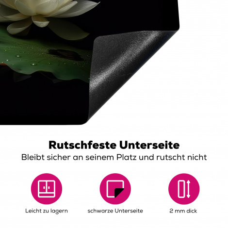 Herdabdeckplatte - Lotus - Blumen - Weiß - Natur - Schwarz-4