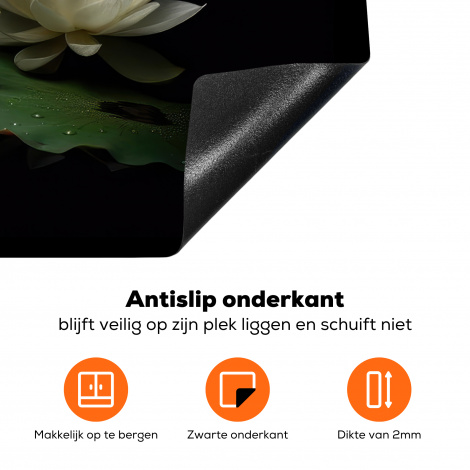 Inductiebeschermer - Lotus - Bloemen - Wit - Natuur - Zwart-4