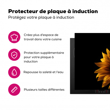 Protège-plaque à induction - Fleurs - Botanique - Noir - Tournesol-3