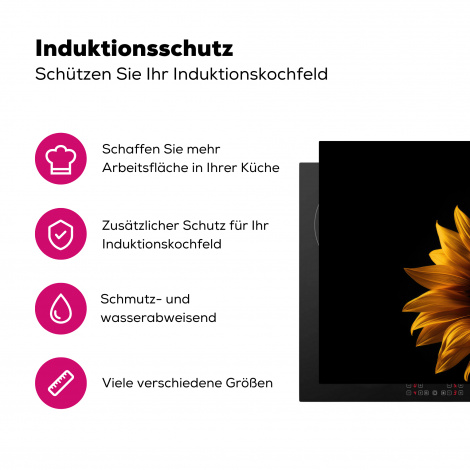 Herdabdeckplatte - Blumen - Botanisch - Schwarz - Sonnenblume-3