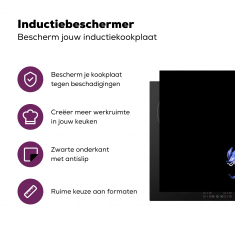 Inductiebeschermer - Hyacint - Bloemen - Blauw - Natuur - Zwart-3