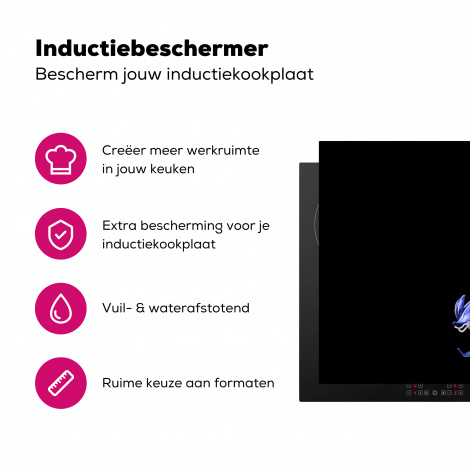 Inductiebeschermer - Hyacint - Bloemen - Blauw - Natuur - Zwart-3